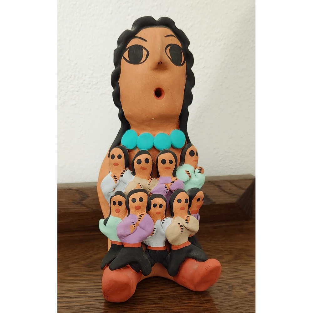 Native American Navajo‎ Clay Storyteller Sculpture Figure Geneve Bitone 9 Kids